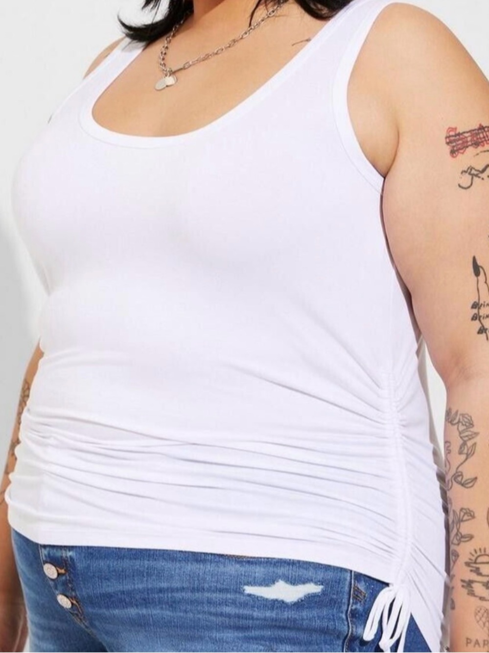 Torrid Bright White Ruched Side Tank Top Scoop Neck Super Soft 2X 18/20